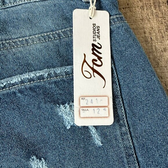 FCM jeans womens distressed skinny denim jeans in medium wash blue - Picture 5 of 10